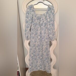 Floral Blue Long Sleeve Dress